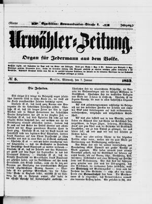Urwähler-Zeitung vom 07.01.1852