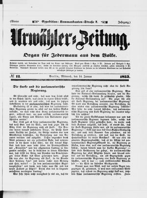 Urwähler-Zeitung vom 14.01.1852
