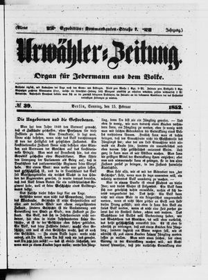 Urwähler-Zeitung vom 15.02.1852