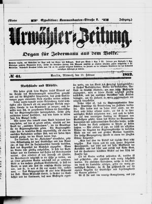 Urwähler-Zeitung vom 18.02.1852