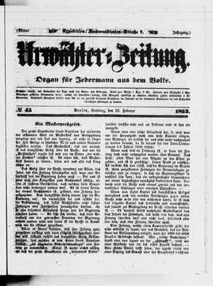 Urwähler-Zeitung vom 22.02.1852