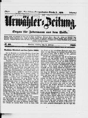 Urwähler-Zeitung vom 24.02.1852