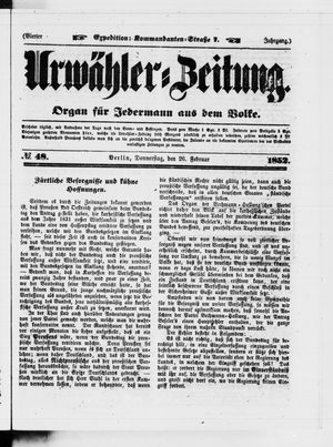 Urwähler-Zeitung vom 26.02.1852