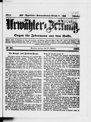 Urwähler-Zeitung vom 27.02.1852
