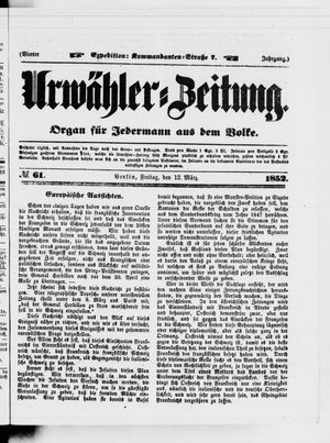 Urwähler-Zeitung vom 12.03.1852