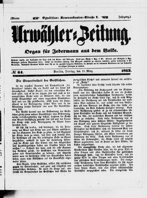 Urwähler-Zeitung vom 16.03.1852