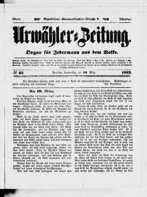 Urwähler-Zeitung vom 18.03.1852