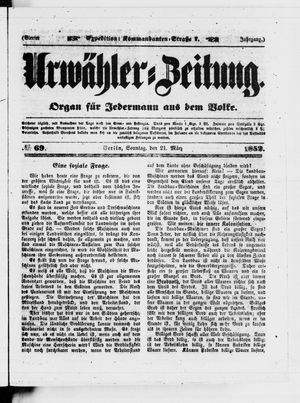 Urwähler-Zeitung on Mar 21, 1852