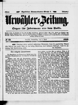 Urwähler-Zeitung vom 01.04.1852