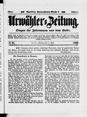 Urwähler-Zeitung vom 04.04.1852