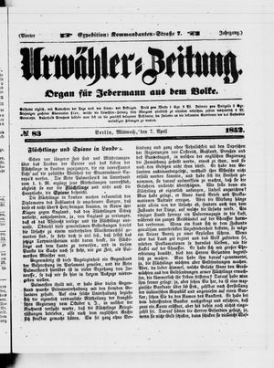 Urwähler-Zeitung on Apr 7, 1852