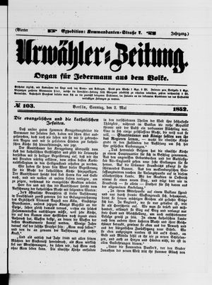Urwähler-Zeitung on May 2, 1852