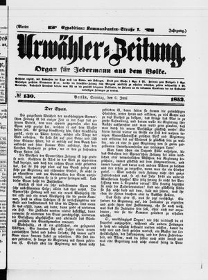 Urwähler-Zeitung vom 06.06.1852