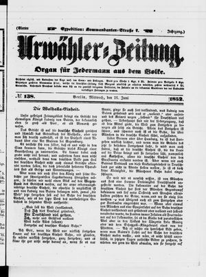 Urwähler-Zeitung vom 16.06.1852