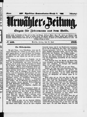 Urwähler-Zeitung vom 18.06.1852