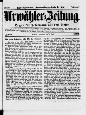 Urwähler-Zeitung on Jul 7, 1852