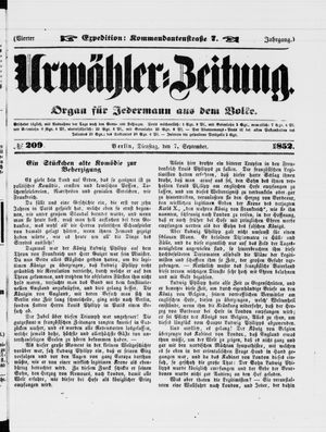 Urwähler-Zeitung vom 07.09.1852