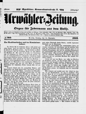 Urwähler-Zeitung vom 14.09.1852
