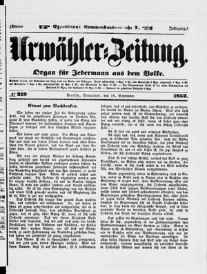 Urwähler-Zeitung on Sep 18, 1852