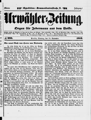 Urwähler-Zeitung vom 19.09.1852