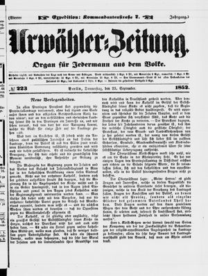 Urwähler-Zeitung on Sep 23, 1852