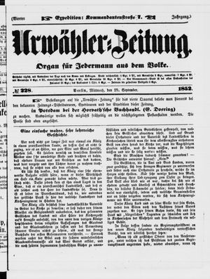 Urwähler-Zeitung vom 29.09.1852