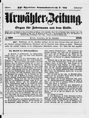Urwähler-Zeitung vom 30.09.1852
