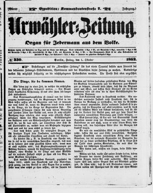 Urwähler-Zeitung vom 01.10.1852