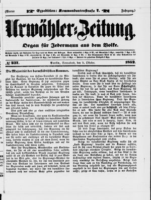 Urwähler-Zeitung vom 09.10.1852