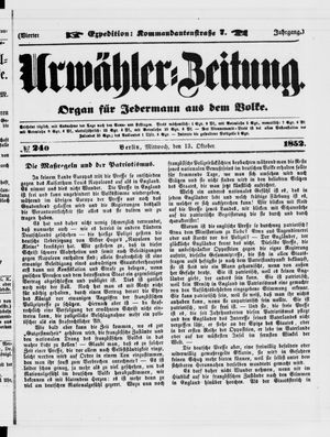 Urwähler-Zeitung vom 13.10.1852
