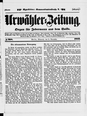 Urwähler-Zeitung vom 03.11.1852