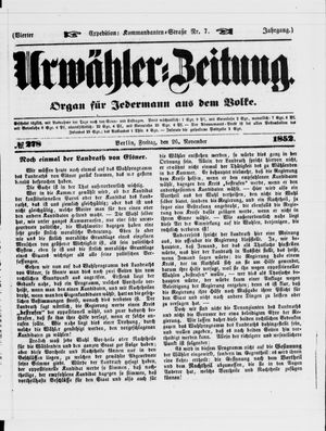 Urwähler-Zeitung vom 26.11.1852