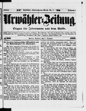 Urwähler-Zeitung vom 04.12.1852