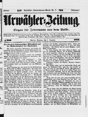 Urwähler-Zeitung vom 05.12.1852
