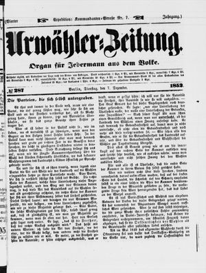 Urwähler-Zeitung on Dec 7, 1852