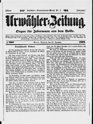 Urwähler-Zeitung on Dec 22, 1852