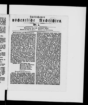 Züllichauer wöchentliche Nachrichten on Jan 26, 1834