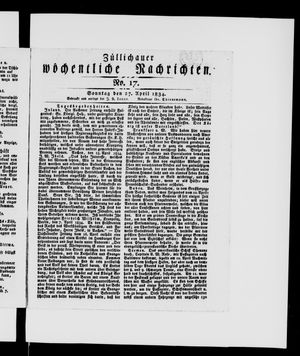 Züllichauer wöchentliche Nachrichten on Apr 27, 1834