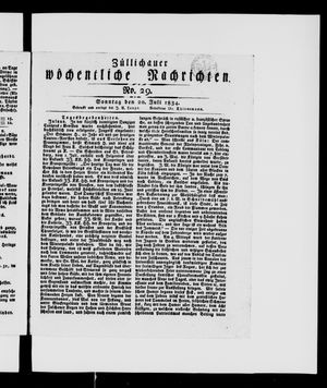 Züllichauer wöchentliche Nachrichten on Jul 20, 1834