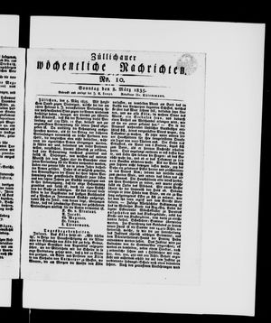 Züllichauer wöchentliche Nachrichten on Mar 8, 1835