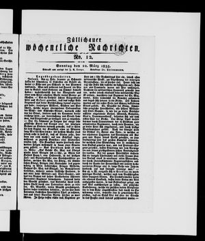 Züllichauer wöchentliche Nachrichten on Mar 22, 1835