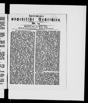 Züllichauer wöchentliche Nachrichten on Mar 29, 1835
