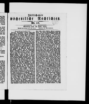 Züllichauer wöchentliche Nachrichten vom 28.06.1835