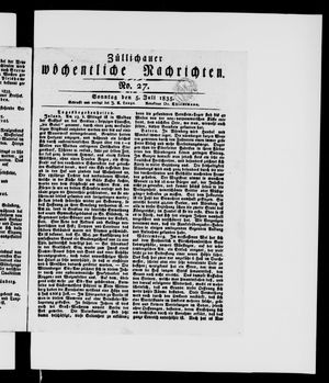Züllichauer wöchentliche Nachrichten on Jul 5, 1835