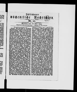 Züllichauer wöchentliche Nachrichten on Jul 26, 1835