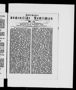 Züllichauer wöchentliche Nachrichten on Sep 20, 1835
