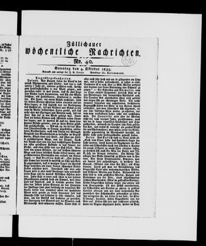 Züllichauer wöchentliche Nachrichten on Oct 4, 1835