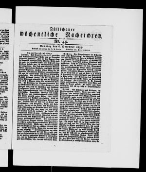 Züllichauer wöchentliche Nachrichten on Dec 6, 1835