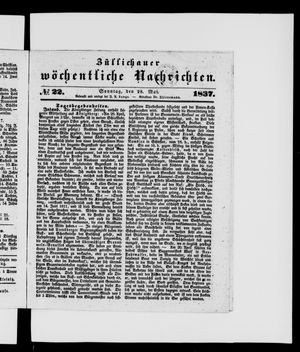Züllichauer wöchentliche Nachrichten on May 28, 1837