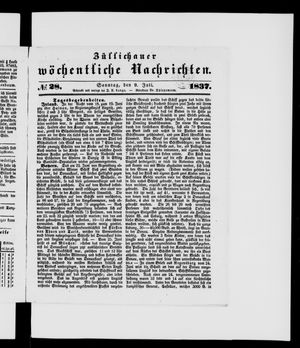 Züllichauer wöchentliche Nachrichten on Jul 9, 1837